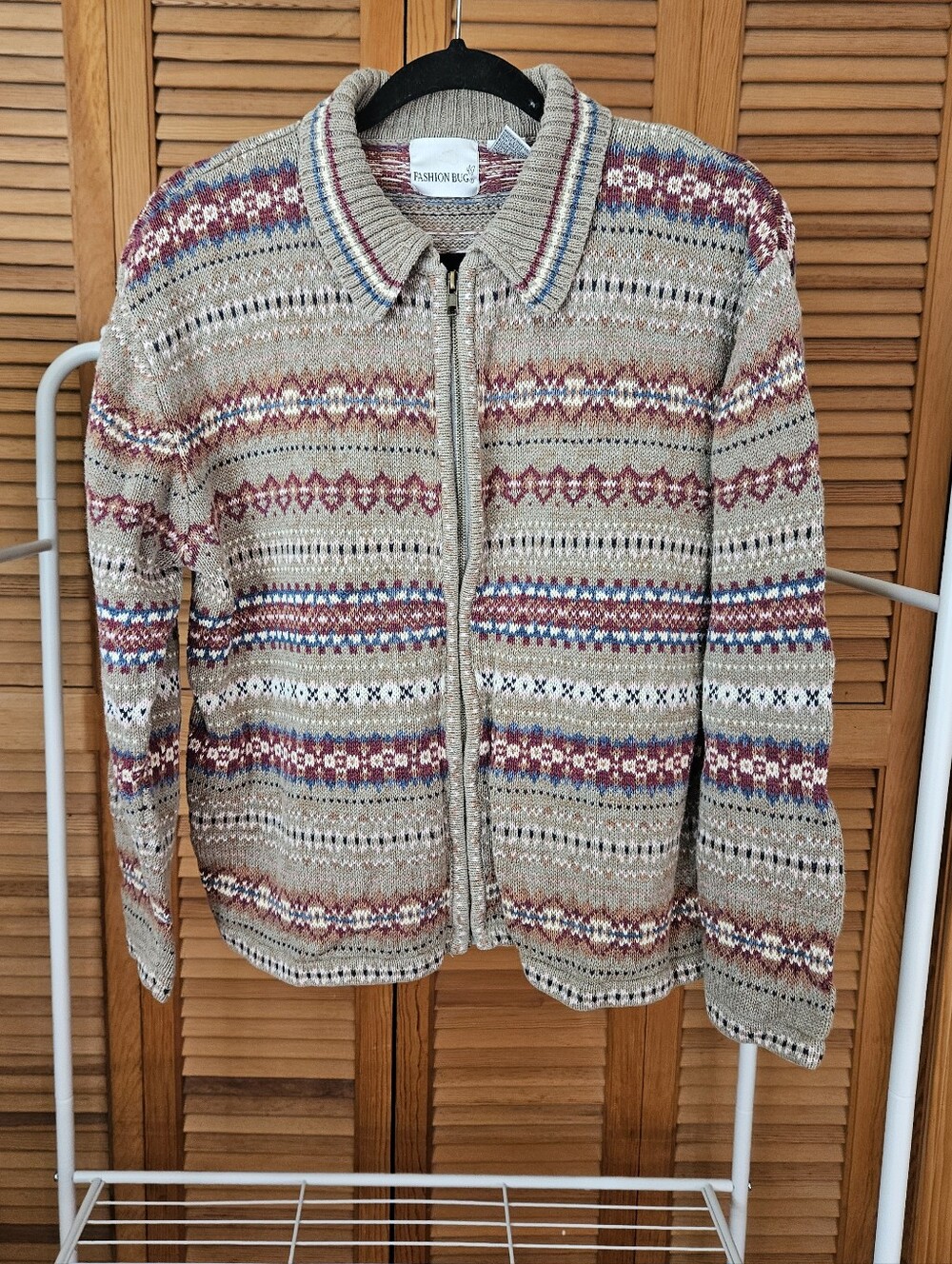 Granola Gritty Boho Hiking Fisherman Grandpa Vintage 90s Striped Zip Up Sweater